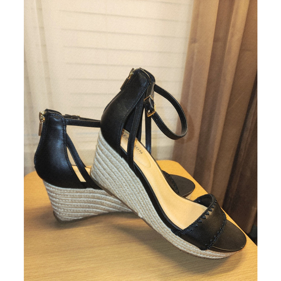 Kenneth Cole Women Macrame Strap Zipper Espadrille Wedge Platform 10 M BLACK - Picture 11 of 14